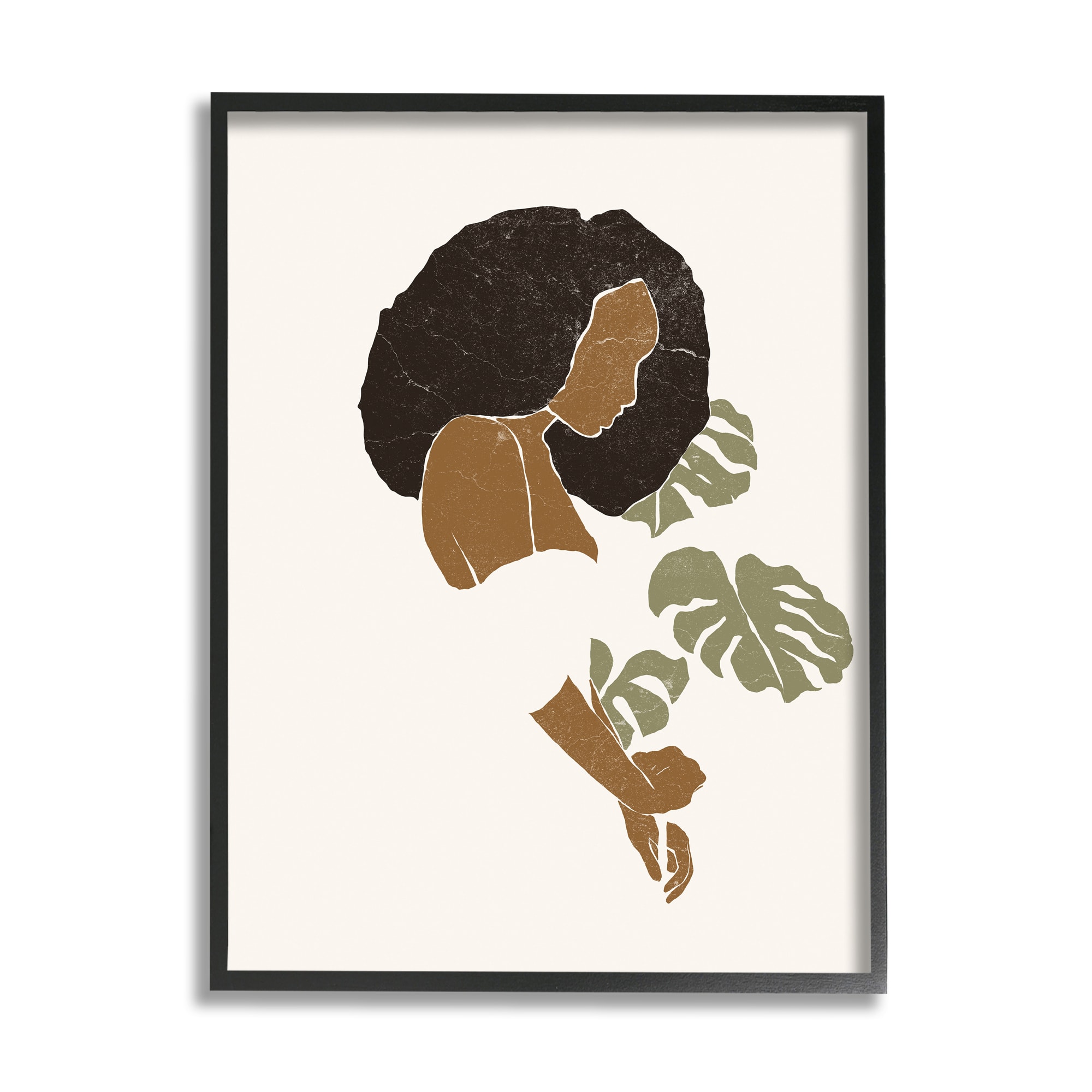 Stupell Industries Abstract Female Portrait Monsteras Minimal Earth Tones Framed Wall Art